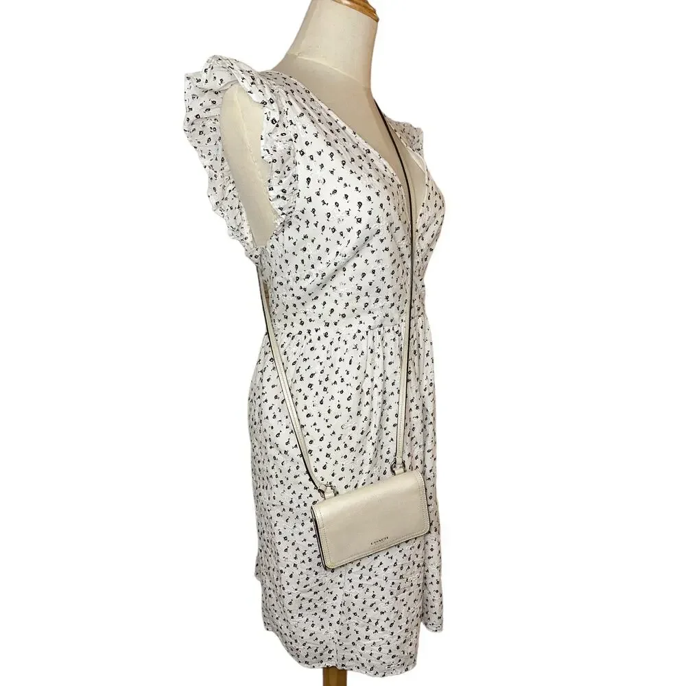 Coach Pearl Cream Metallic Crossbody Wallet Convertible Leather Crossbody Purse - Picture 4 of 14